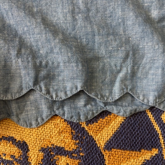 Ann Taylor LOFT The Riviera Short Linen Blend Scalloped Hem Pockets Blue Size 10 - Picture 4 of 10